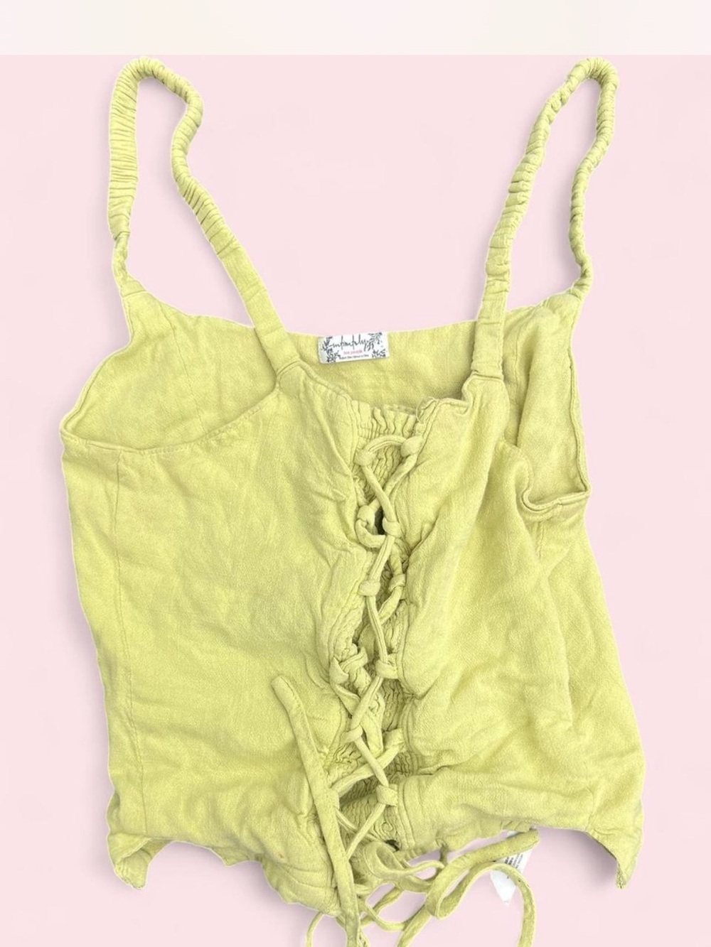 Free People Lime Lace-Up Camisole